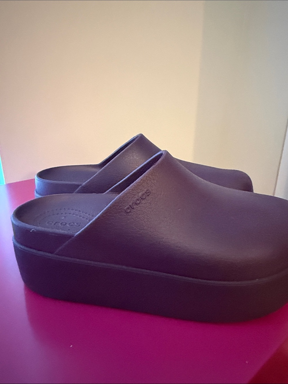 CROCS Platform Slide Clog in Deep Purple